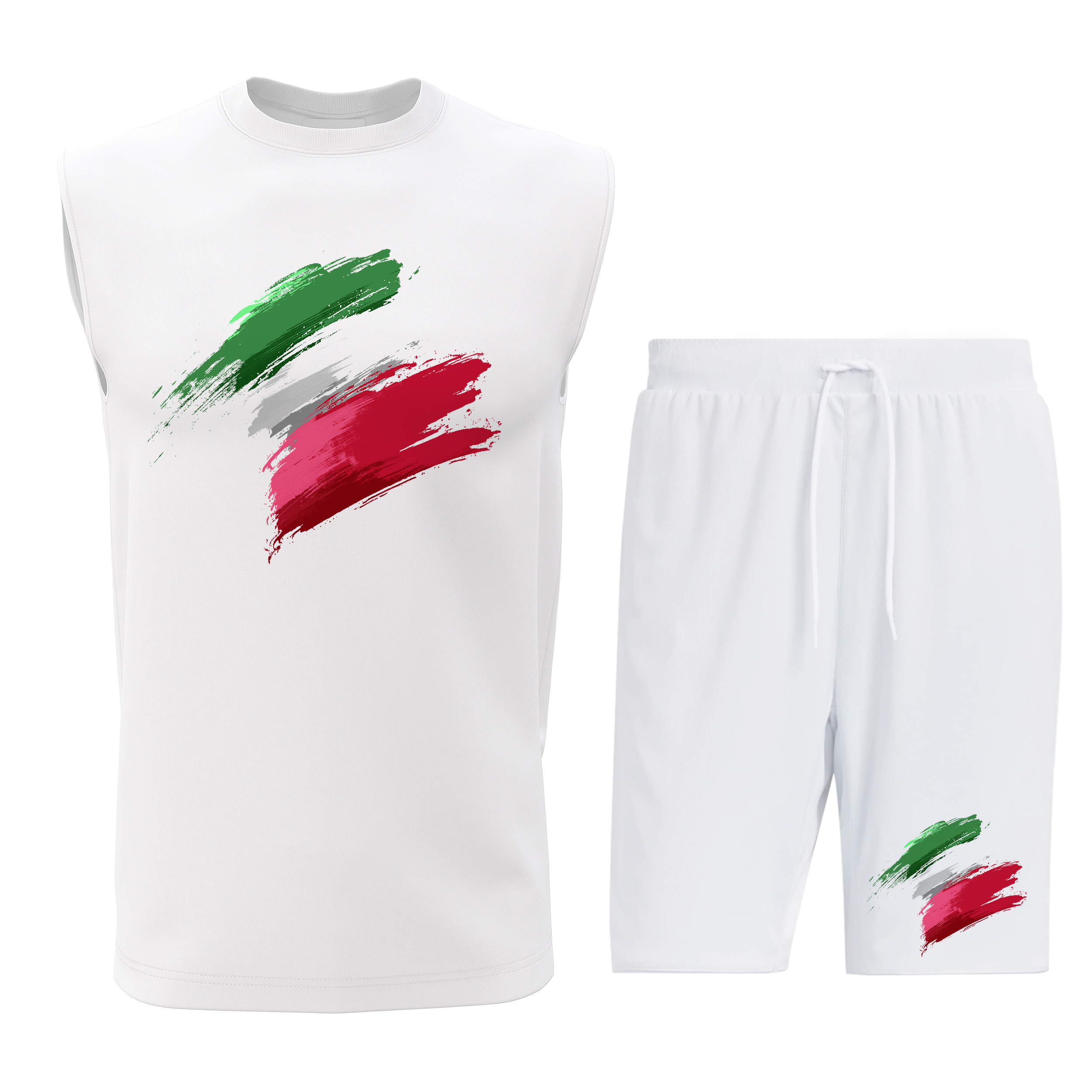 ست تاپ و شلوارک مردانه طرح پرچم ایران مدل I008W