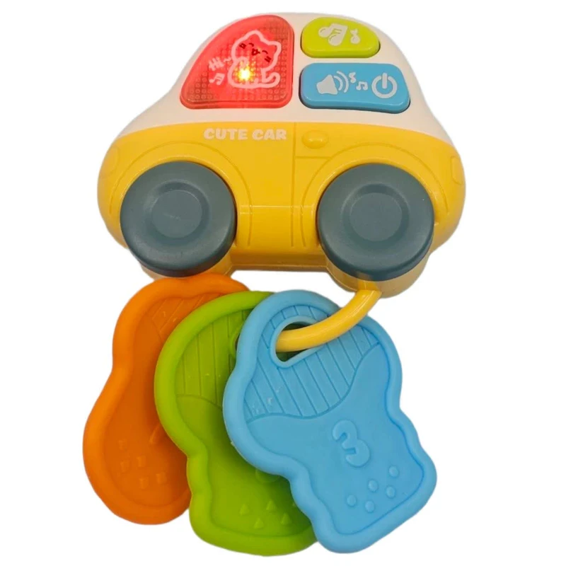 اسباب بازی ناب سل مدل جغجغه دندان گیر طرح ماشین موزیکال چراغدار به همراه کلید کد MUSICAL CAR CUTE BABY TOYS