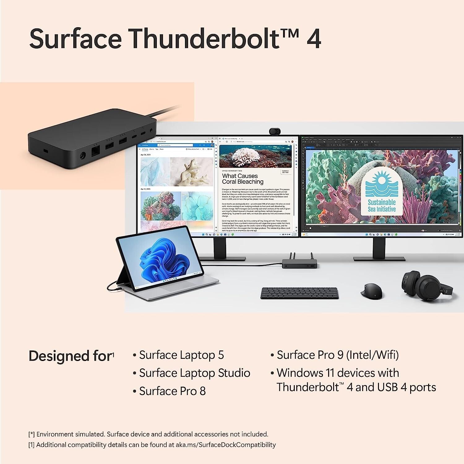 هاب 8 پورت USB-C مایکروسافت مدل  Thunderbolt 4
