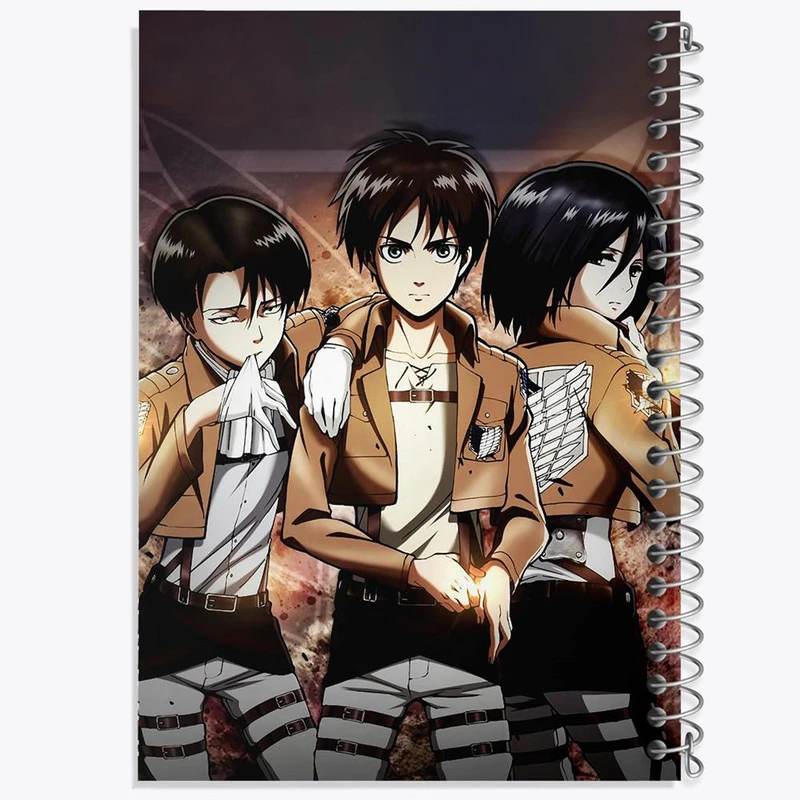 دفتر شطرنجی 50 برگ خندالو طرح ارن و میکاسا و لیوای انیمه اتک آن تایتان Attack on Titan کد 10974