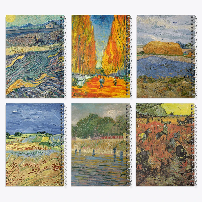 دفتر مشق 50 برگ خندالو طرح نقاشی ونسان ونگوگ کد 496 مجموعه 6 عددی