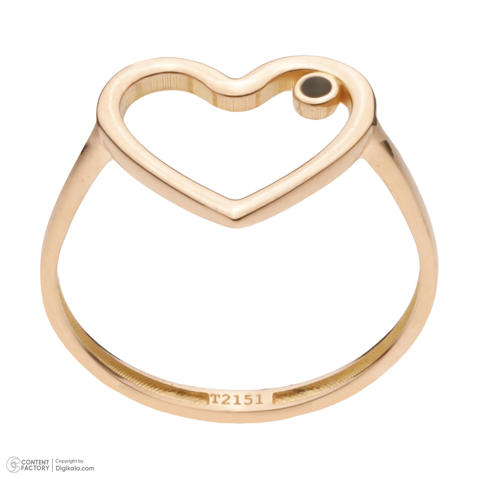 انگشتر طلا کم اجرت 18 عیار زنانه حانیه مدل قلب تک نگین مشکی - - 3