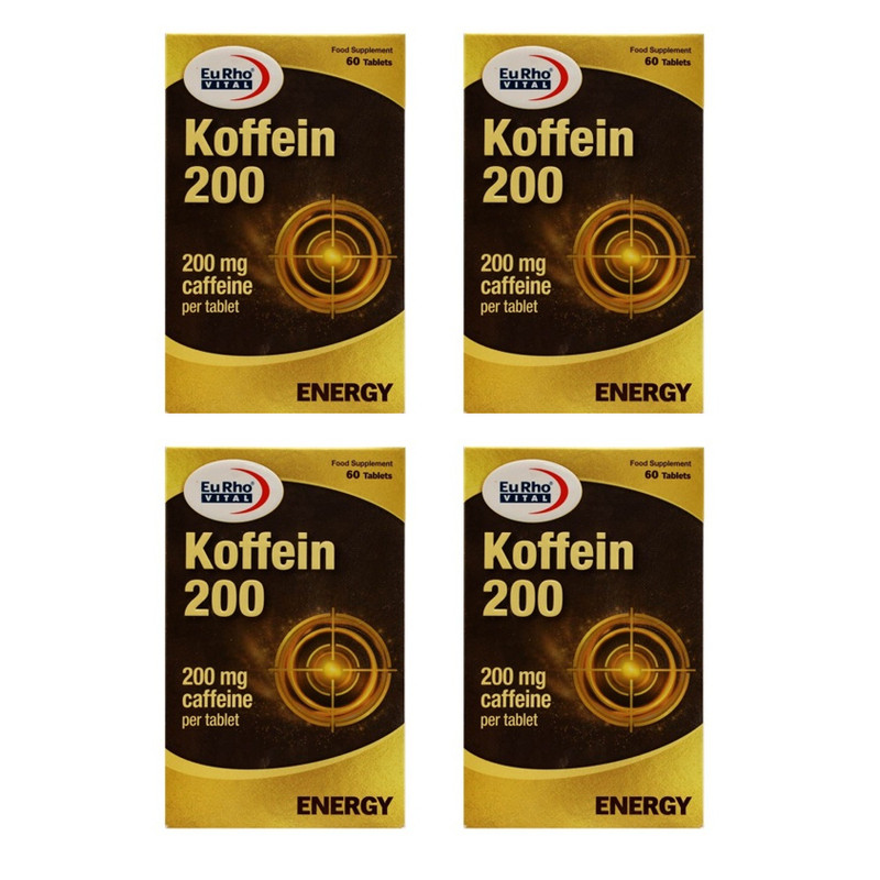 قرص کافئین یوروویتال 200 میلی گرم چهار بسته 60 عددی