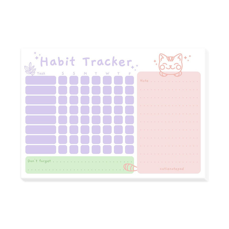 کاغذ طرح برنامه ریزی کیوتی مدل Habit Tracker بسته 30 عددی