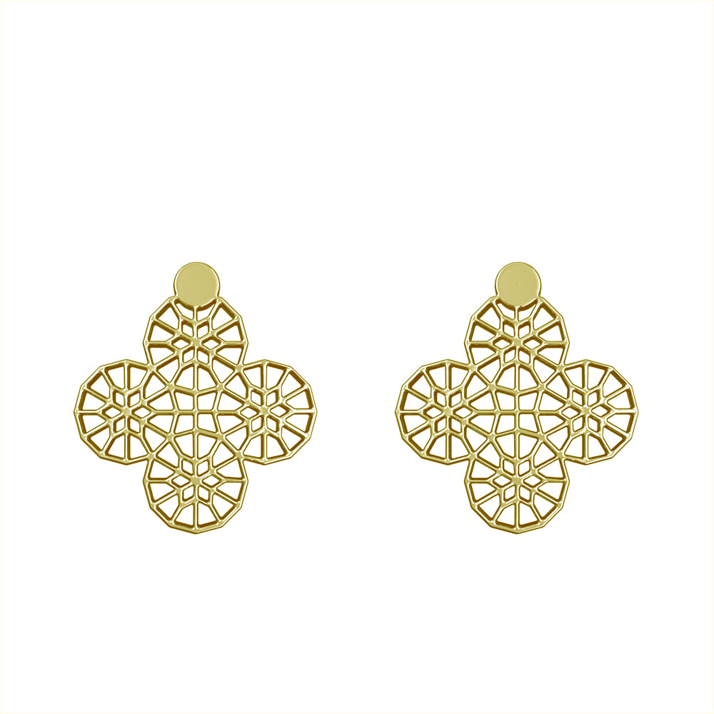 گوشواره طلا 18 عیار زنانه مدوپد مدل هندسی کد GA1-10346