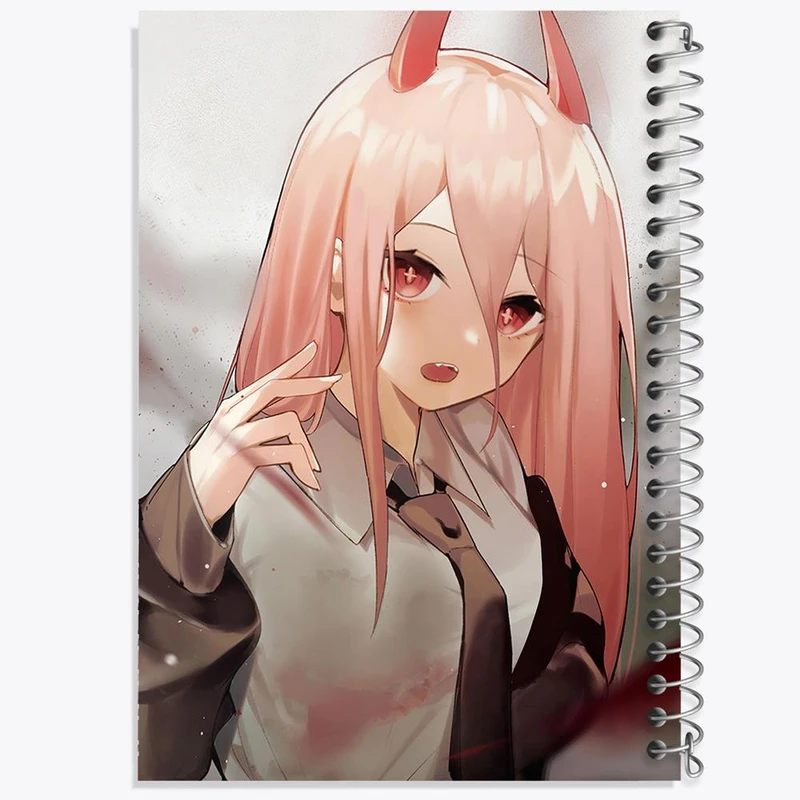 دفتر ژورنال نویسی 50 برگ خندالو مدل نقطه ای طرح پاور انیمه مرد اره ای Chainsaw Man کد 23214