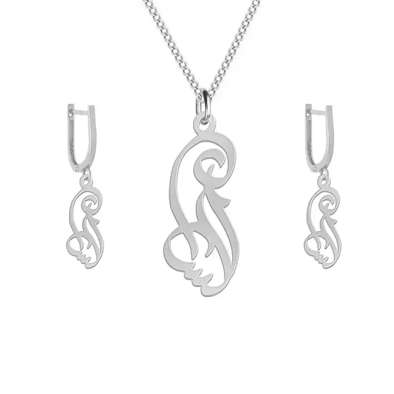 نیم ست نقره زنانه لیردا مدل اسم السای nms sss 61elsay