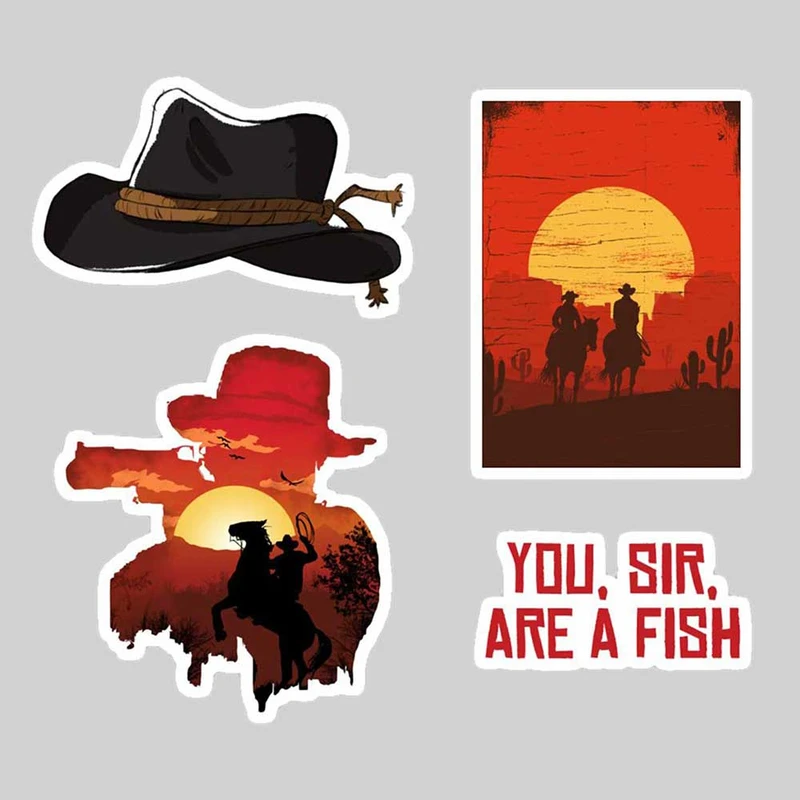 استیکر لپ تاپ پیکسل میکسل مدل بازی red dead مجموعه 4 عددی