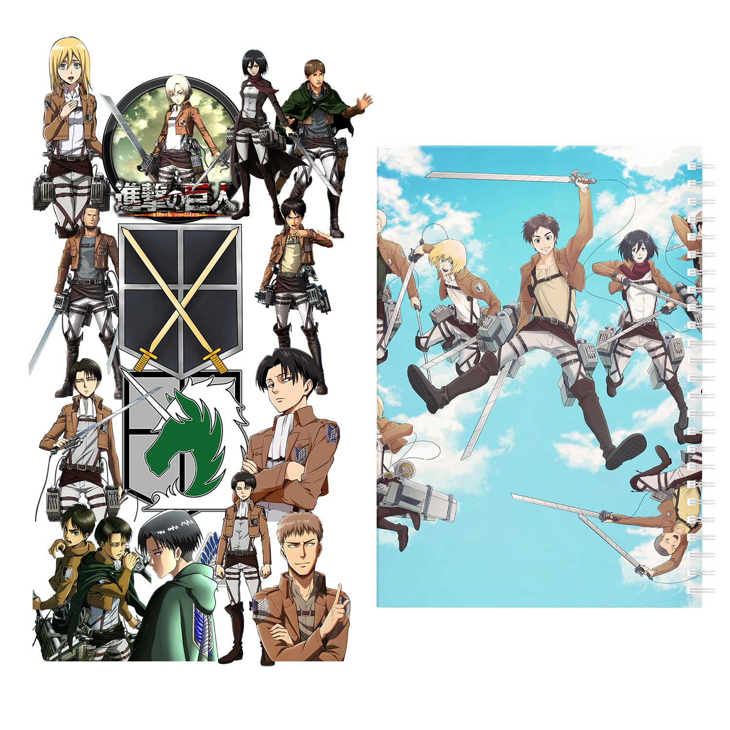 دفتر مشق باژیکان طرح انیمه اتک آن تایتان Attack On Titan کد 20211442 به همراه استیکر لپ تاپ مجموعه 14 عددی