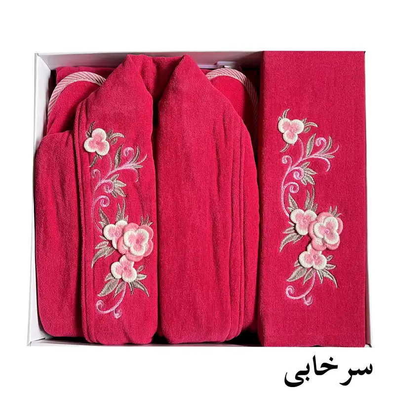 سرویس حوله پالتویی 4 تکه طرح ماریبور مدل هنر
