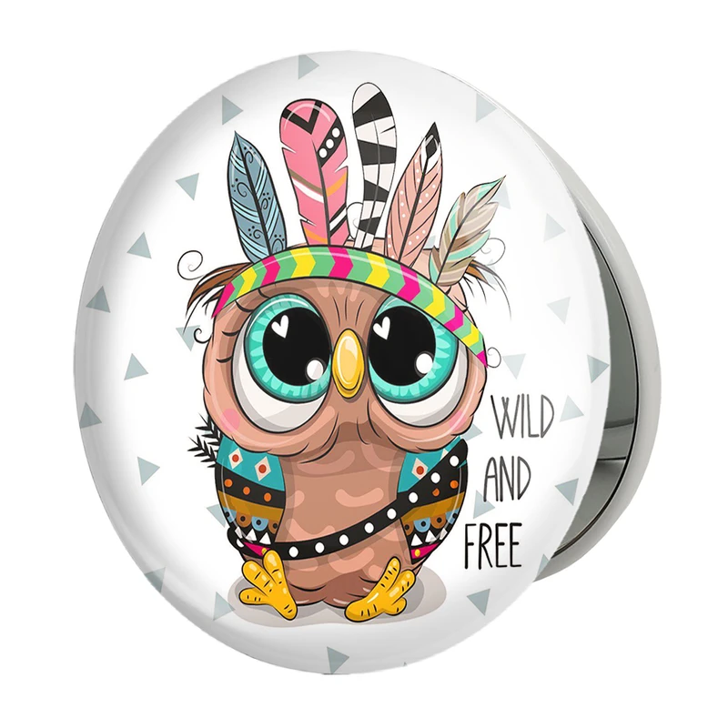 آینه جیبی خندالو طرح جغد مدل تاشو کد 5053 