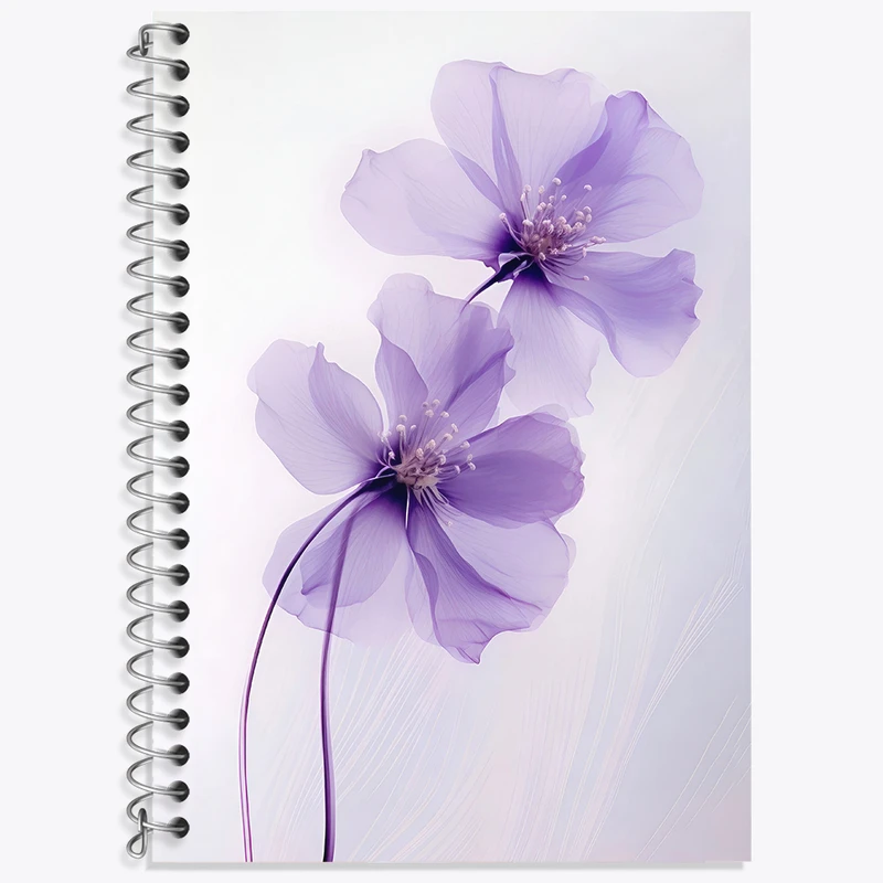 دفتر زبان 50 برگ خندالو مدل سه خط طرح گل بنفش کد N5880