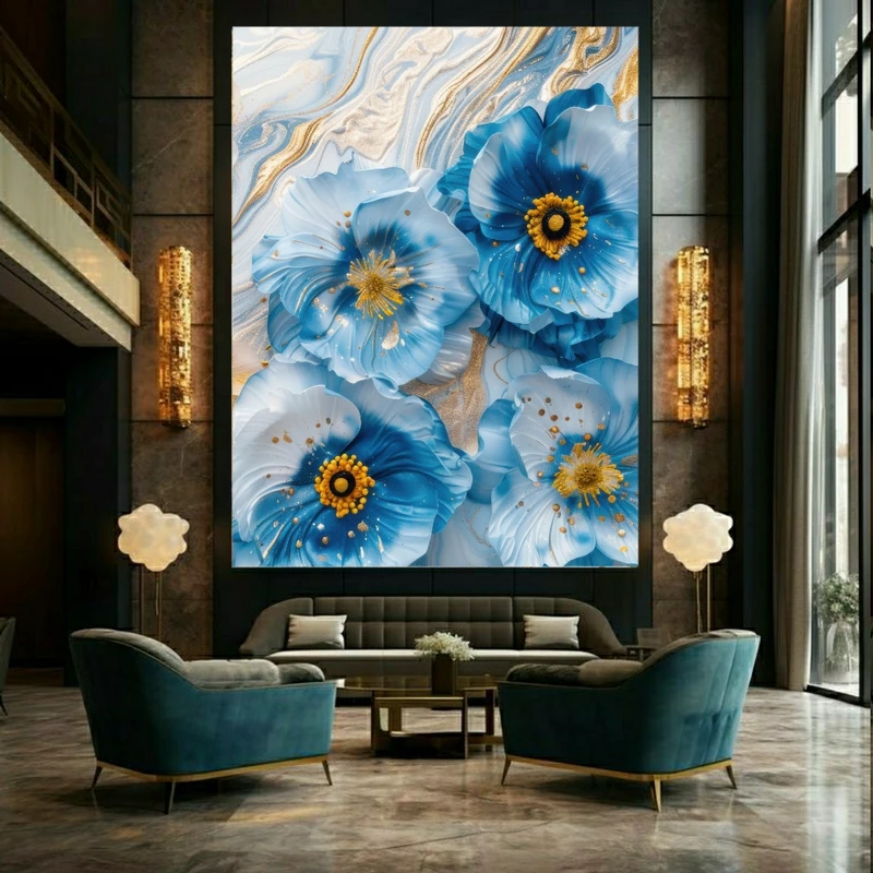 پوستر طرح گل های ظریف مدل مرمری کد FP105614