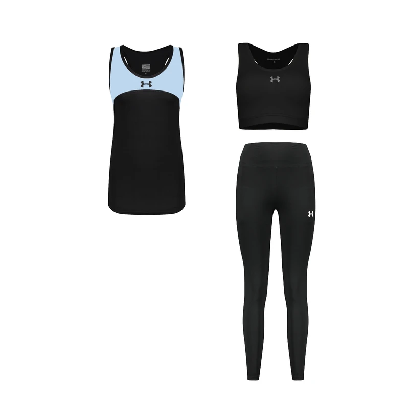 ست 3 تکه لباس ورزشی زنانه مدل 1801-4104-3601 رنگ مشکی