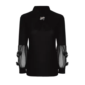 بلوز زنانه مدل 521 آستین پفی رنگ مشکی