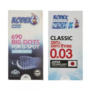 کاندوم ناچ کدکس مدل BIG DOTS/0.03 مجموعه 2 عددی