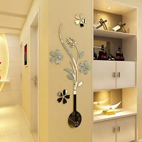 آینه دکوری طرح گل و گلدان کد 2021