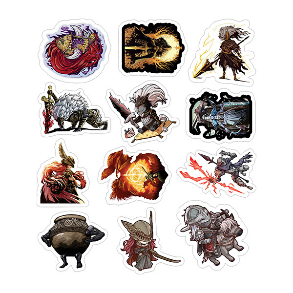 استیکر لپ تاپ توییجین و موییجین طرح elden ring کد 01 مجموعه 12 عددی