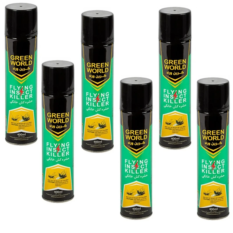 اسپری حشره کش گرین ورد مدل Flying Insect Killer حجم 400 میلی لیتر مجموعه 6 عددی
