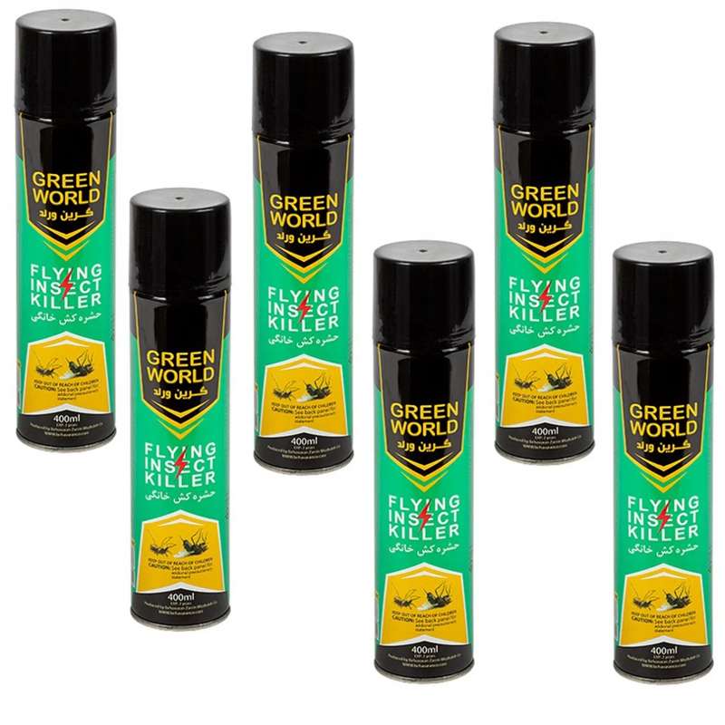 اسپری حشره کش گرین ورد مدل Flying Insect Killer حجم 400 میلی لیتر مجموعه 6 عددی اسپری حشره کش گرین ورد مدل Flying Insect Killer حجم 400 میلی لیتر مجموعه 6 عددی