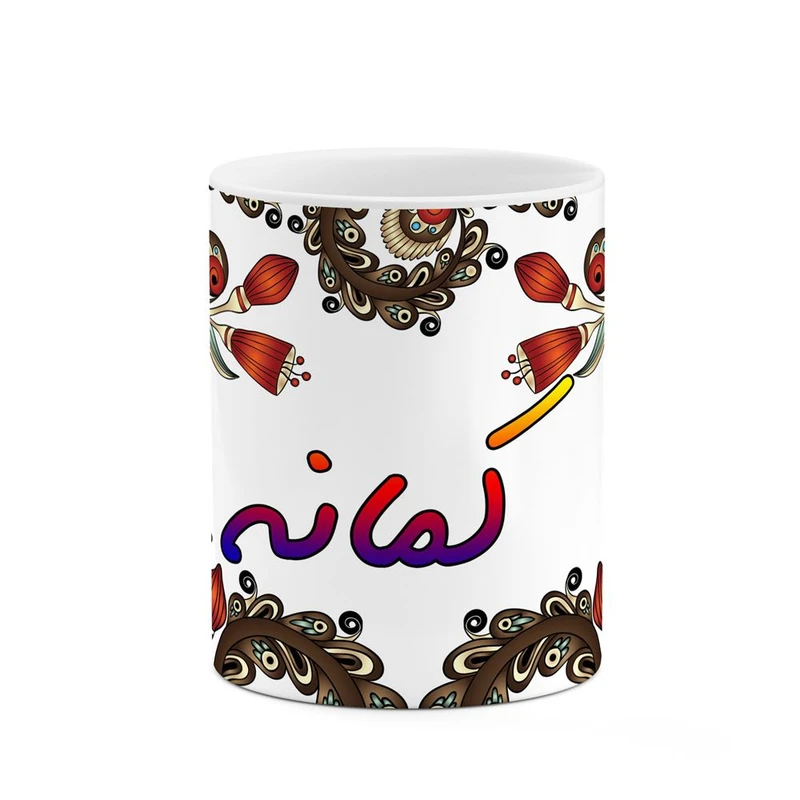 ماگ کاکتی مدل اسم کمانه طرح سنتی گل و بته کد mgh46603