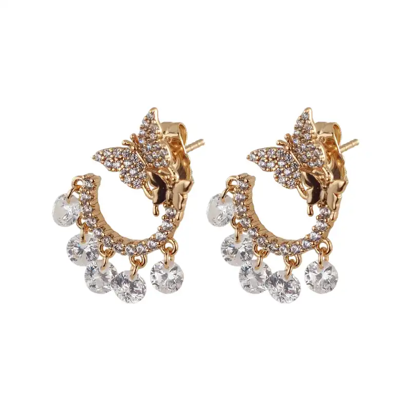 گوشواره زنانه ژوپینگ مدل پروانه کد CC406