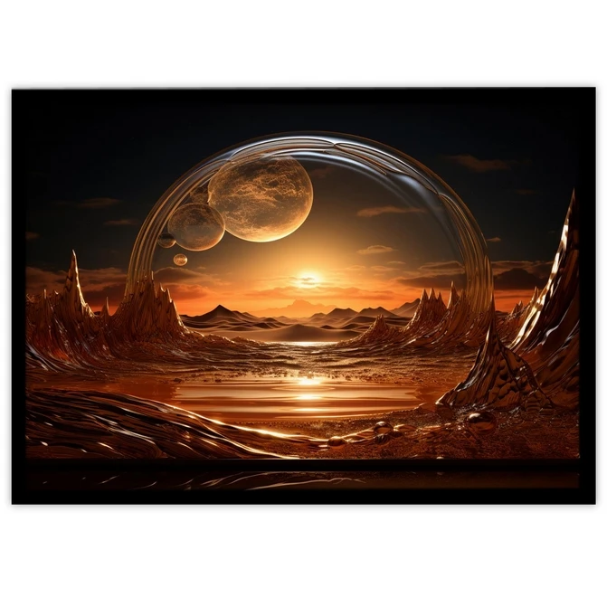 تابلو نوری بکلیت طرح گرافیکی غروب و دریا مدل لایت باکس B-MID-20217