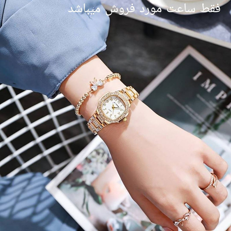 ساعت مچی عقربه ای زنانه مدل دورنگین زنجیری02 ساعت مچی عقربه ای زنانه مدل دورنگین زنجیری02