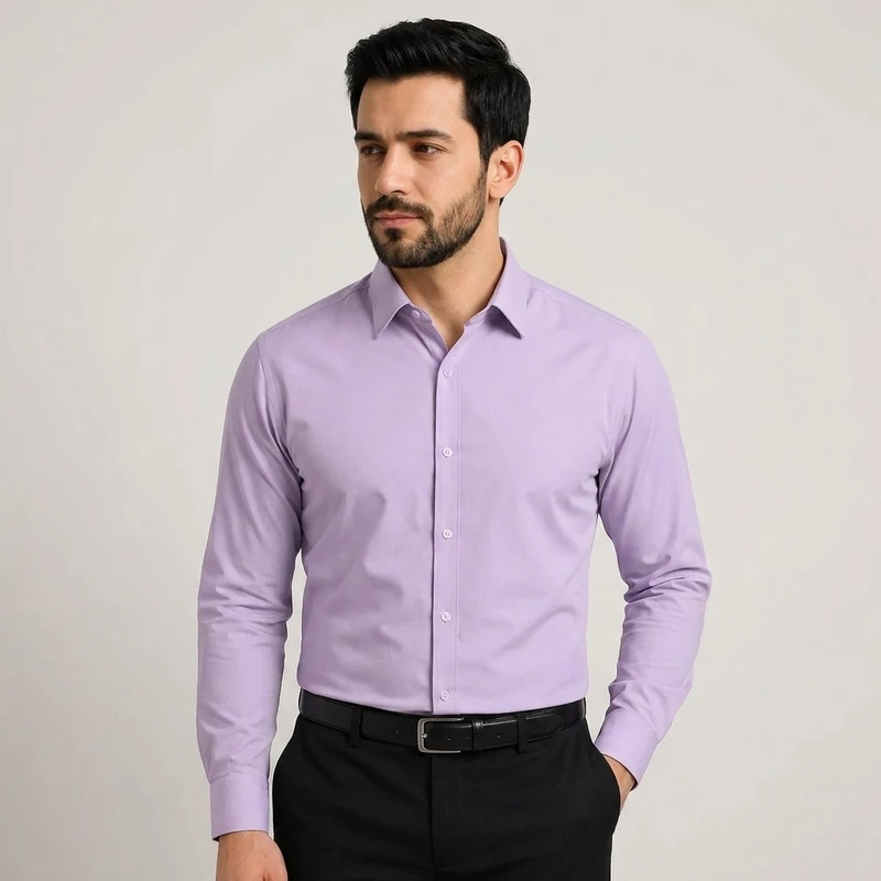 پیراهن آستین بلند یقه برگردان با تنخور معمولی (regular fit) مردانه ابراف مدل آرکا کد YAS