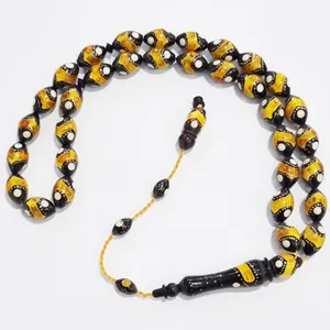 تسبیح نقره مدل کوک کوب کشکول و کهربا