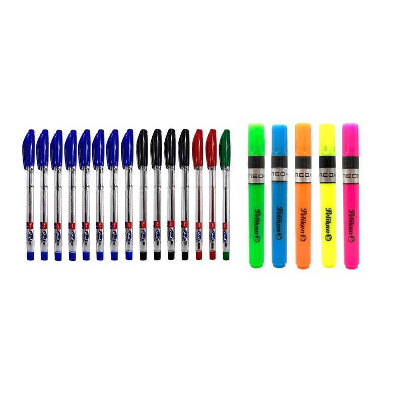 خودکار کیان کد 10 به همراه ماژیک علامت گذار  بسته 20 عددی