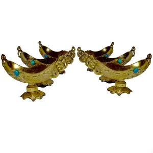 مجموعه ظروف هفت سین 6 پارچه مدل کشکولی نگین دار مدل DBS-S_10110