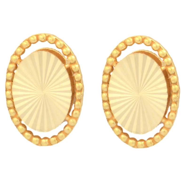 گوشواره میخی طلا 18 عیار زنانه طلای مستجابی مدل بیضی تراش کد T1745