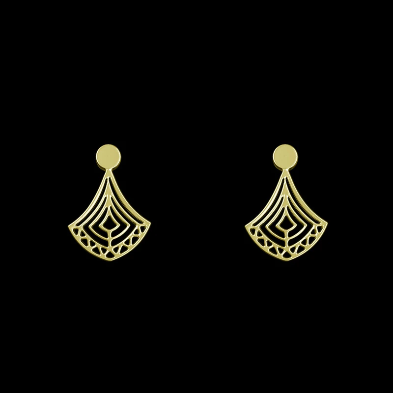 گوشواره طلا 18 عیار زنانه مدوپد مدل هندسی کد GA1-14745