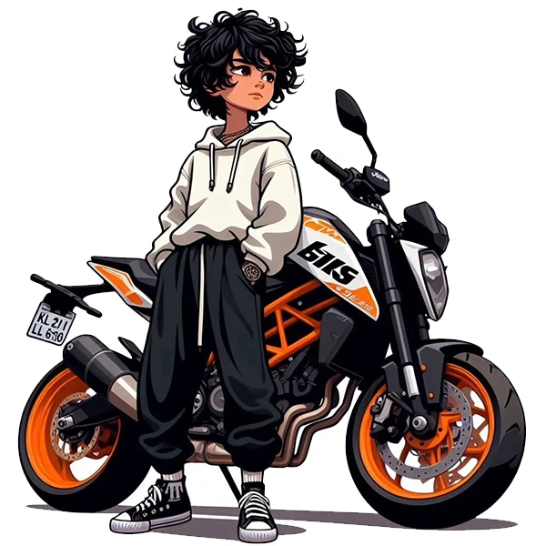  استیکر پارچه و لباس پاد آفرین طرح پسر و موتورسیکلت سنگین کد 3908