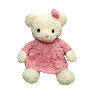 عروسک مدل خرس طرح گل مخملی کد 0594 ارتفاع 75 سانتی متر