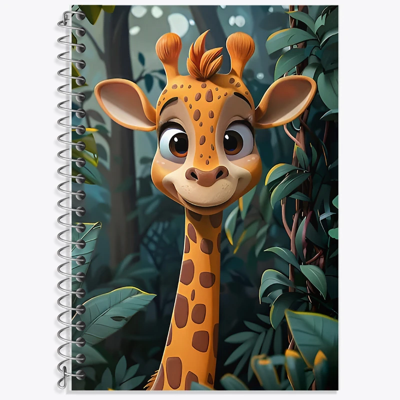 دفتر زبان 50 برگ خندالو مدل سه خط طرح زرافه کیوت کد F6232