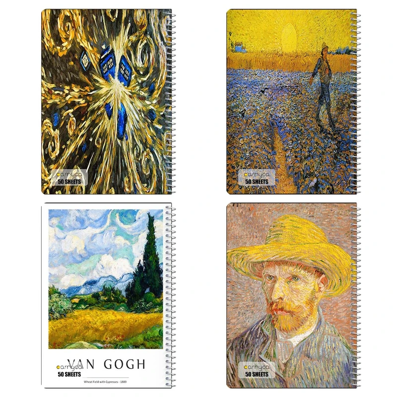 دفتر نقاشي 50 برگ کارنيکا طرح نقاشی‌های ون‌گوگ کد 75463 مجموعه 4 عددی