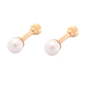 گوشواره طلا 18 عیار زنانه طلای مستجابی مدل مرواریدی کد 37