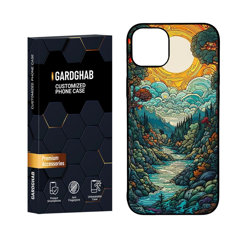 کاور گارد قاب مدل پشت گلس هنری مناسب برای گوشی موبایل اپل iPhone 15 Plus