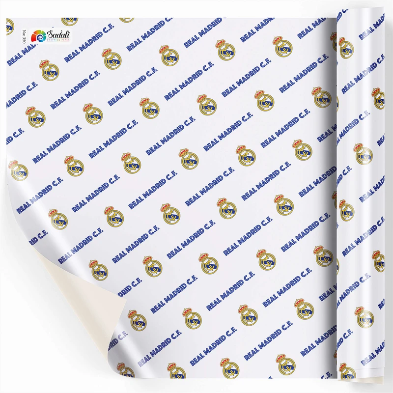 کاغذ کادو صدفی طرح رئال مادرید سایز 50*70 سانتی متر بسته 5 عددی 