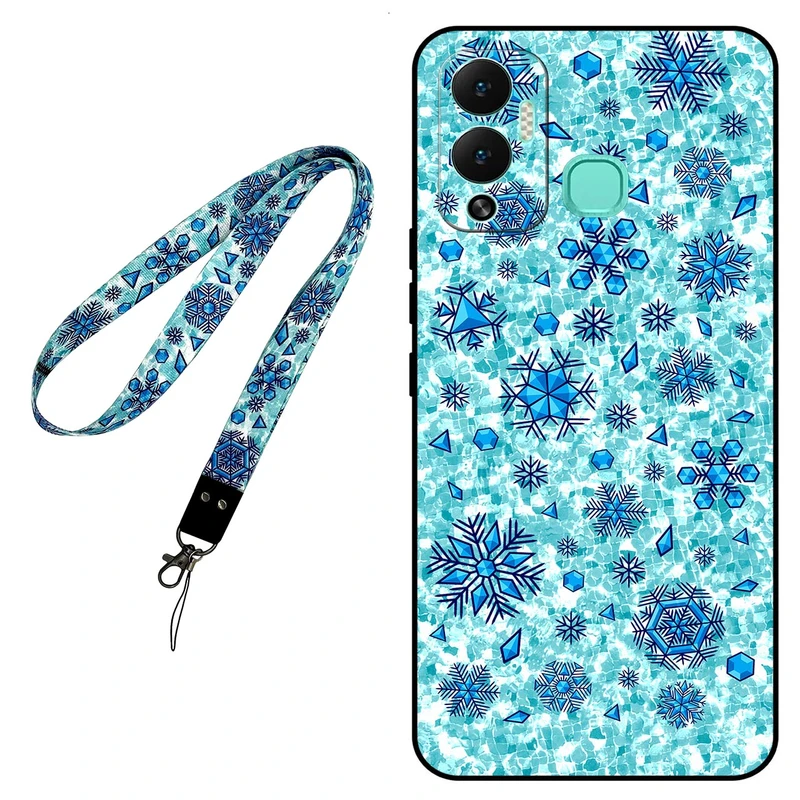 کاور مگافون طرح برف مدل 0014 مناسب برای گوشی موبایل اینفینیکس Hot 12 Play به همراه بند گردنی