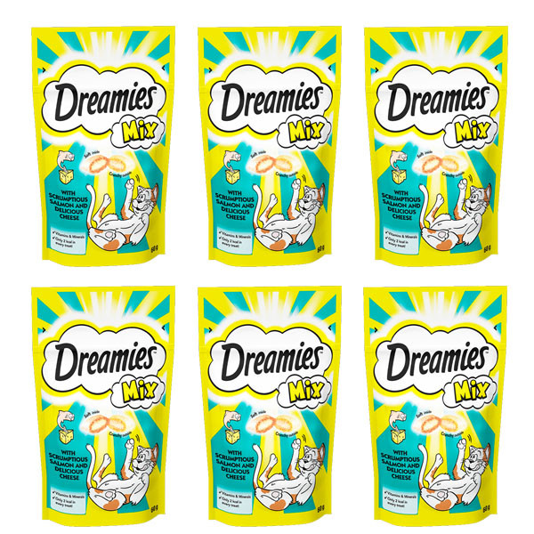 غذای تشویقی گربه دریمیز مدل Snack With Salmon and Cheese وزن 60 گرم بسته 6 عددی