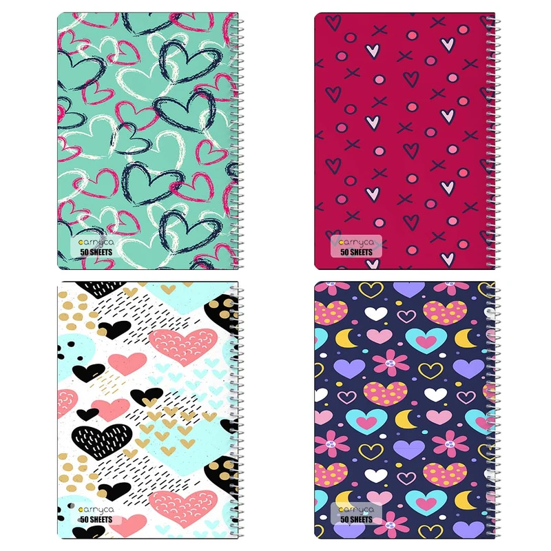 دفتر نقاشي 50 برگ کارنيکا طرح پترن عشق Love Pattern کد 89215 مجموعه 4 عددی