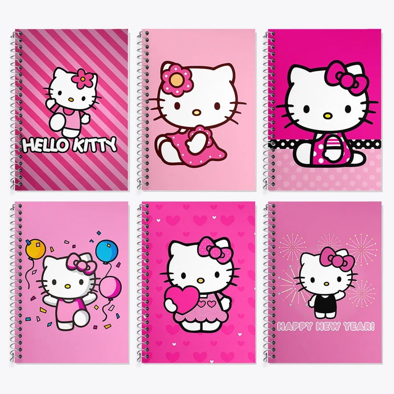 دفتر زبان 50 برگ خندالو مدل دو خط طرح هلو کیتی (Hello Kitty) کد 282 مجموعه 6 عددی