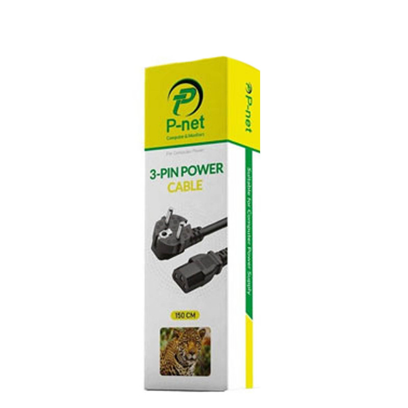 کابل برق سه پین منبع تغذیه کامپیوتر پی نت کد 001 طول 1.5 متر