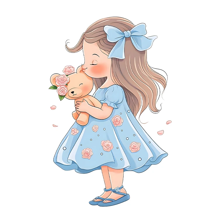 استیکر پارچه و لباس پاد آفرین مدل کارتونی کیوت عروسکی دخترانه کد S5395