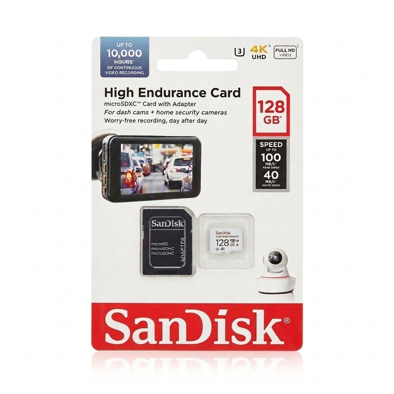 کارت حافظه microSDXC سن دیسک مدل High Endurance کلاس A1 استاندارد UHS-I U3 سرعت 100 مگابایت بر ثانیه ظرفیت 128 گیگابایت