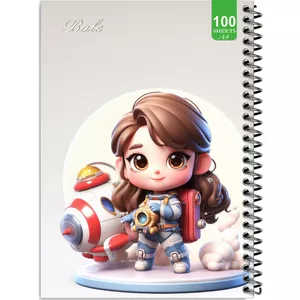 دفتر نقاشی 100 برگ بله مدل رحلی طرح فانتزی دختر فضانورد کد A4-N455