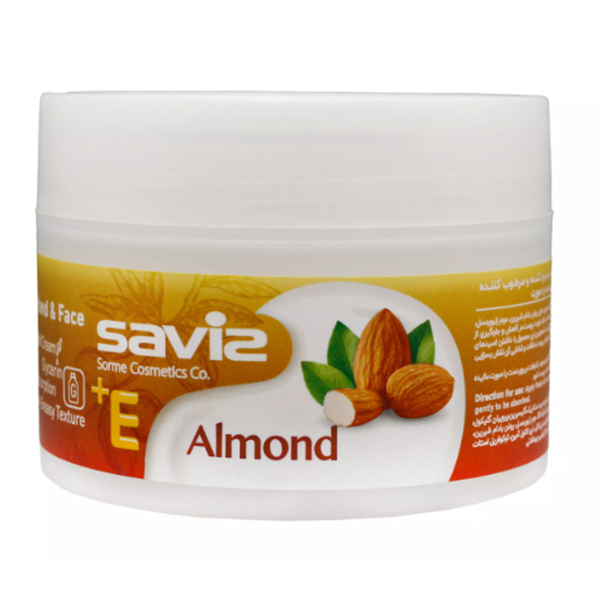 کرم مرطوب کننده دست و صورت ساویز مدل بادام مناسب برای انواع پوست حجم 180 میلی لیتر